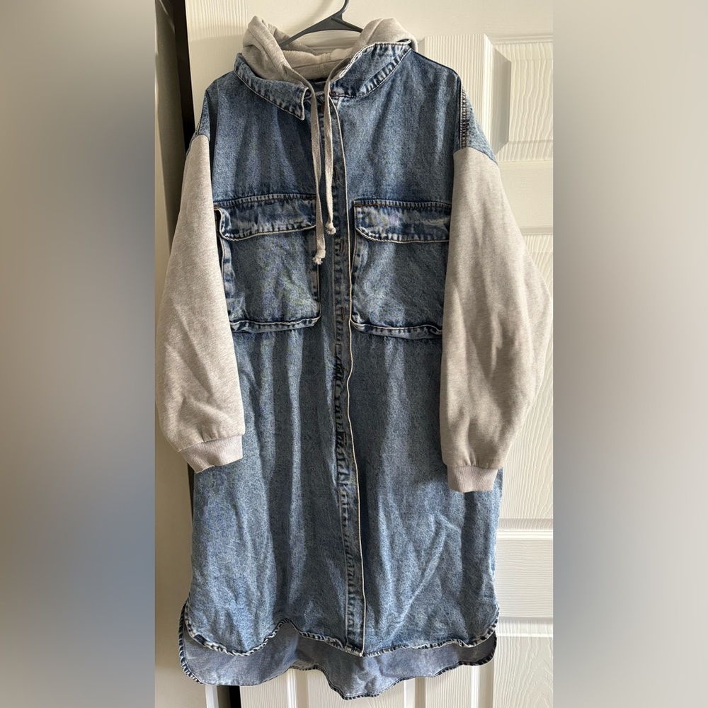 Denim Jacket with Gray Sleeves